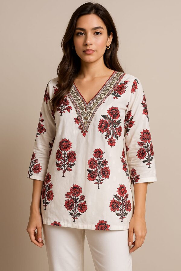 Women Printed Short Kurti - Image 3